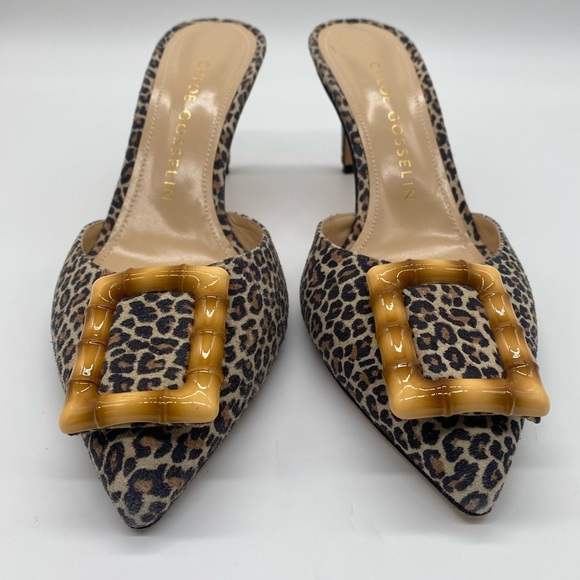 Chloe Gosselin Kasia 70mm Mules in Cheetah Suede EU38.5 - Picture 3 of 8